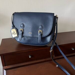 Ralph Lauren Dark Blue/Navy Crossbody Bag with Gold Accents